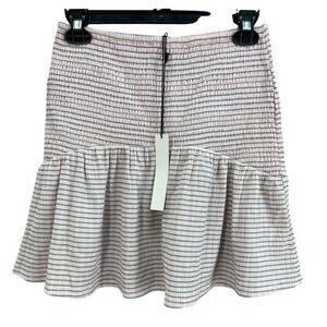 NWT NSR Napean Sea Rd Skirt Sz S Pink Blue Striped‎ Smocked Ruffle Mini